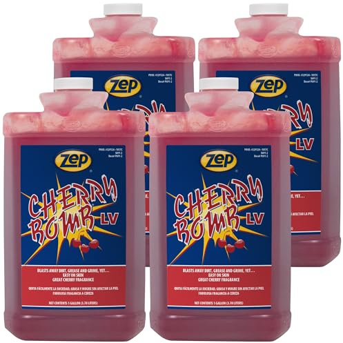 Zep Cherry Bomb LV Industrial Hand Cleaner - 1 Gallon (Case of 4) - 329124 - Heavy-Duty Shop Grade Gel Formula with Pumice To Scrub Away Stubborn Industrial Soils, Residues