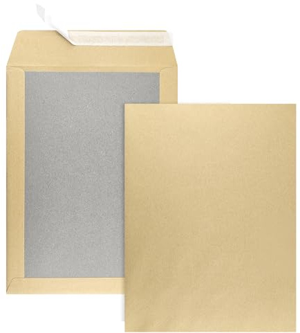 Netuno 25 x C4 kartongbaksida fraktpåsar brun 229 × 324 mm kuvert med pappbaksida 400 g kuvert med baksida av grå kartong brun kartong bakfickor fraktkuvert med förstärkt kartongbaksida