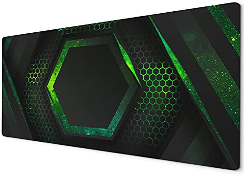 Large XXL Mouse Pad - Gaming Mousepad 900 x 400 - Black Neon Green Galaxy Mouse Mat for Computers