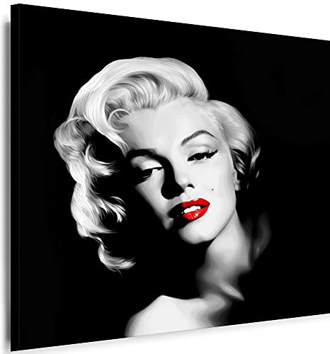 Julia-Art Bilder - M. Monroe Leinwandbild - 80x80cm Wandbild - Film Retro Model Kunstdruck Fertigbild sofort aufhängbar