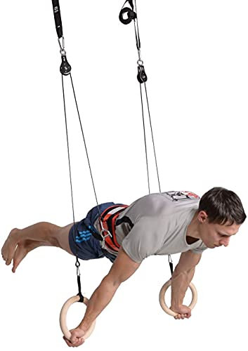 ModularSports FlyFit Premium Edition / Fitnessgeräte für zuhause mit Flaschenzugsystem zur Reduzierung des Körpergewichts / Mit Fitness Ring und Klimmzugstange für Krafttraining