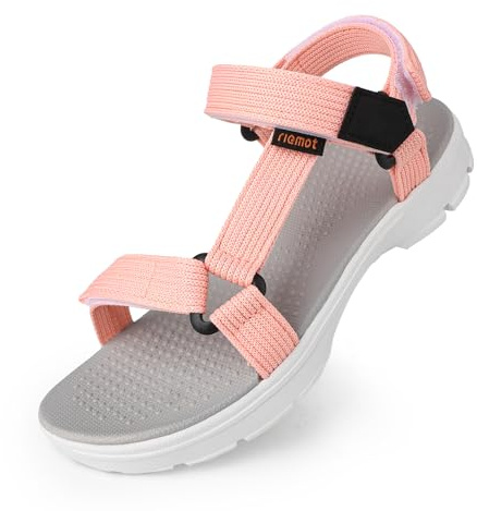 riemot Women's Walking Sandals, Adjustable Sports Sandals with Textured Footbed and Lightweight Cushioned Rubber Sole, Comfortable Summer Outdoor Sandals for Travel, Holidays and Daily Walking