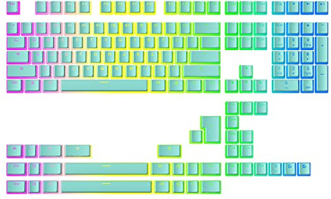 Ranked Pudding v2 PBT keycaps | 145 Double Shot Genomskinlig ANSI US & ISO layout | OEM-profil för RGB-mekaniskt Speltangentbord (Miami Blue)