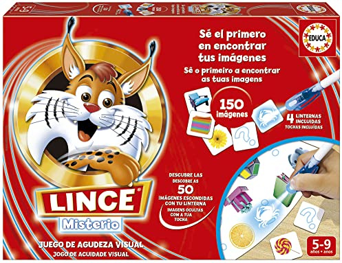 Educa - Lince Misterio | ¡Encuentra Las imágenes Invisibles gracias a la Linterna mágica! | Sé el primero en encontrar tus imágenes y reúne tantas fichas como Sea Posible. A partir de 4 años (19495)