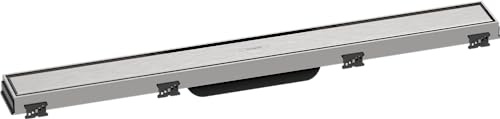 hansgrohe Fertigset Duschrinne RainDrain Match, Abflussrinne 700mm, Bodenablauf Dusche mit höhenverstellbarem Rahmen, Edelstahl gebürstet