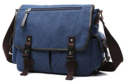 FANDARE Segeltuch Umhängetasche Herren Arbeitstasche Messenger Bag Schultertasche Aktentaschen passen 12,9-Zoll-Tablet Herrentasche zum Umhängen für Reise Schule Hochschule Arbeit Outdoor Schulranzen