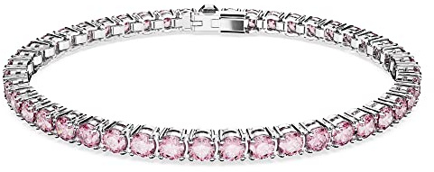 Swarovski Matrix Tennis, Rhodiniertes Damenarmband mit Strahlenden, Violett-Rosafarbenen Swarovski Kristallen