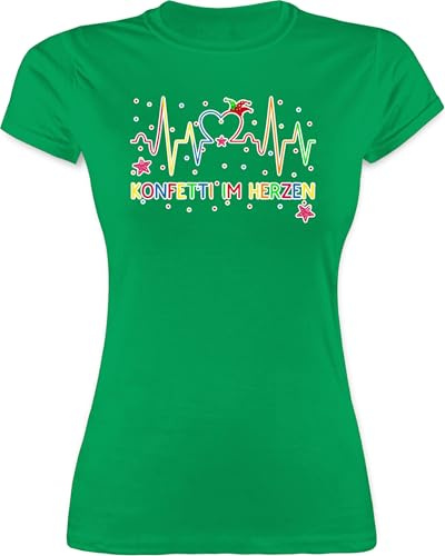 Shirtracer - Shirt Damen - & Fasching - Konfetti im Herzen Herzschlag I Köln Karneval