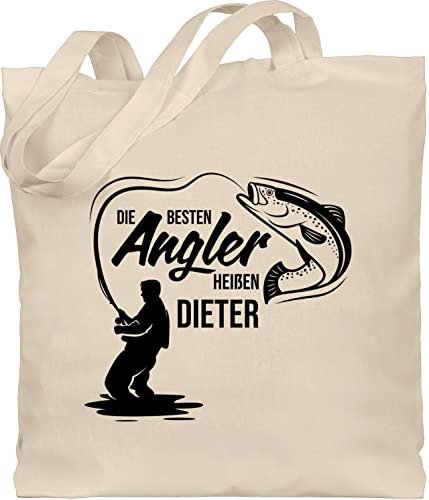 Baumwolltasche - Die besten Angler heißen Name I Geschenk Angler I Vatertagsgeschenk Angeln I Angelzubehör personalisiert I Angelgeschenkideen I Angel Geschenk für Männer I Fischer - Unisize