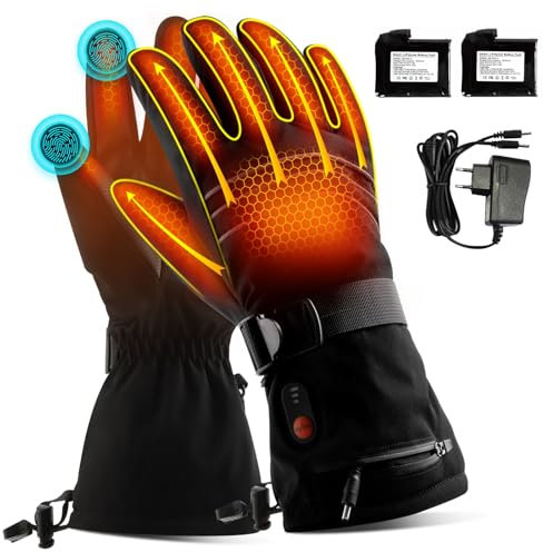 ABXMAS Wiederaufladbare Elektrische Heizhandschuhe für den Außenbereich, Beheizte Handschuhe für Herren Damen, Beheizbare Handschuhe zum Skifahren Snowboarden Radfahren Wandern, XL