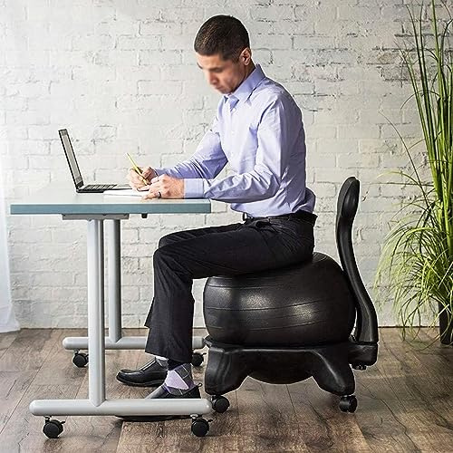 NUNETH Yoga Balance Ball Posture Chair with Back Support, Back Pain Relief Physical Therapy Exercise Ball Chair for Teacher Student Worker Maternity