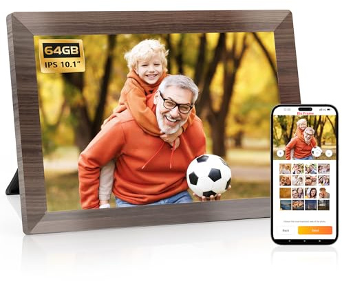 10.1 Inch Smart Digital Picture Frame,1280x800 HD IPS Touch Screen,64GB Large Storage,2GB RAM, WiFi Digital Photo Frame Load from Phone, Motion Sensor, Auto-Rotate, Digital Frame