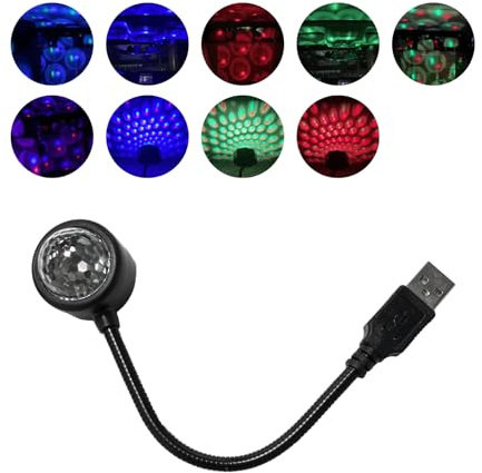 Dickno USB Star Night Light Projector, Portable Car Roof Sound Activated Atmosphere Lamp, Adjustable Auto Interior Atmosphere Decorative Light for Vehicle, Bedroom, Ceiling, Party