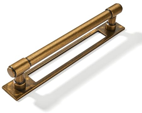 khtumeware 5 Pack 5 inch (128 mm) Center to Center Antique Brass Cabinet Pull Backplate with Base Plate Zinc Vintage Kitchen Cabinet Handles Drawer Pulls Cabinet Hardware