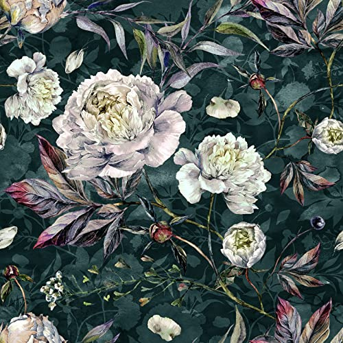 ReWallpaper Selbstklebende Tapete Blumen Grün Vintage Klebefolie Möbel Muster Blätter Möbelfolie Selbstklebend Weiße für Schrank 44.5cm X 3m Schlafzimmer
