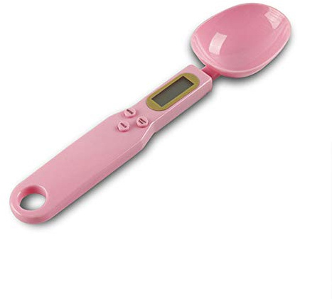 Pink Kitchen Digital Spoon Scale High Precision Weighing Gadget with LCD Screen Display for Measuring Butter, Flour, Cream, Tea, Spices