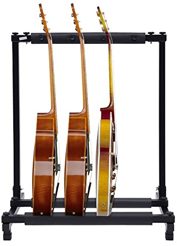 3-Fach Gitarrenständer 5-Fach Gitarrenstativ 9-Fach Gitarrenhalter Faltbar mit Rollen Guitar Stand Multi-gitarren-rack für Akustikgitarre Klassik Gitarre Akustikbass E-Gitarre Bass (62.5*47*73cm)