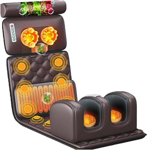 Tappetino da massaggio riscaldato per tutto il corpo con 20 teste di massaggio Shiatsu per il collo, materasso per massaggio rilassante, 9 modalità e 9 forza regolabile per collo e schiena,