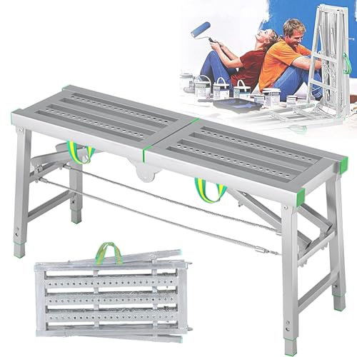 Qiang Echafaudage Multifonction Aluminium,échelle Pliante Charge Maximale De 300Kg,Plateforme De Travail Portatifs Escabeau Tabouret échelle De Tour Antidérapants,TypeB-200 * 40cm