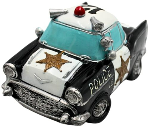 Dekohelden24 Spardose Polizeiwagen, Polizeispardose in schwarz/weiß aus Polystone, L/B/H: ca. 17 x 10 x 9 cm