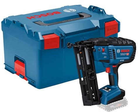 Bosch Professional 18V System cloueur à bois sans-fil GNH 18V-64-2 (déclenchement coup par coup, pour clous de : 32–64 mm, 16 ga (1,6 mm) et inclinaison chargeur 20°, L-BOXX)