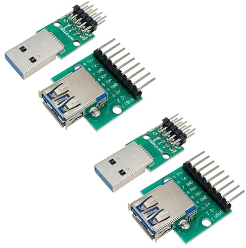 PENGLIN 4pcs USB3.0 Male and Female to DIP Converter Board | With 9 pin and 10 pin 2.54 mm pitch adapter, USB 3.0 type A male and female breakout board for DIY USB power supply