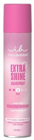 invisibobble Extra Shine Laque pour cheveux, brillance instantanée, protection UV, ne colle pas, tenue forte, végétalien, pour tous les types de cheveux, 200 ml