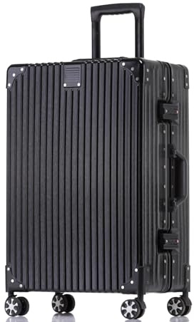 Aoliwei Koffer Handgepäck · Schwarz · Alu-Rahmen · Hartschalen in Polycarbonat · Trolley Reisegepäck · Reisekoffer mit 4 Doppelräder · TSA Zahlenschloss · L-68cm