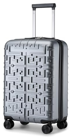 Supercase Koffer Reisekoffer Trolley Handgepäck mit TSA PP Hartschalenkoffer 4 Spinner Rollen Rollkoffer Silber 55x 35x 23cm