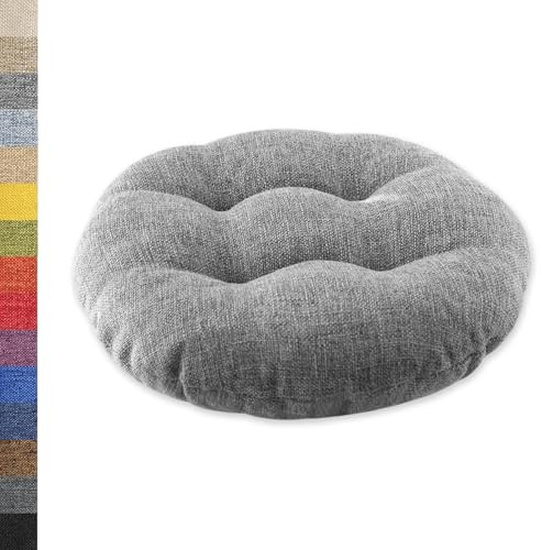 Lsjoaw Sitzkissen Rund 30cm 1 Stück Bodenkissen Rund Sitzpolster Stuhlauflage Sitzpolster Stuhlkissen Polster Auflage für Wohnzimmer Büro Konferenzraum Leinenimitat (Grau)