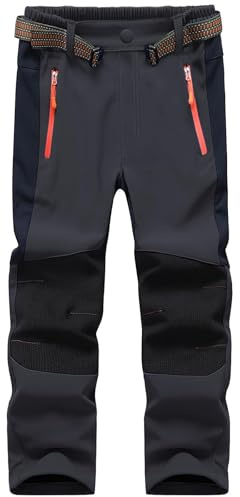 Macker Jones Kinder Softshellhose Skihose Gefüttert Schneehose Wasserdicht | Thermohose Winddicht Winter Warm Wanderhose für Jungen Mädchen