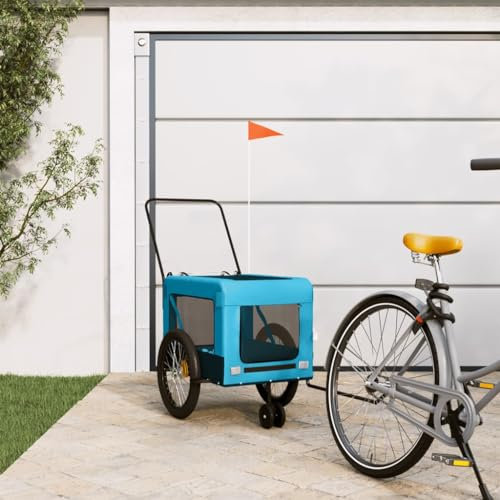 Xichuzi Fahrradanhänger Hunde Blau und Schwarz Oxford-Gewebe & Eisen, Fahrrad Anhänger, Lastenanhänger, Handwagen, Fahrrad-lastenanhänger, Lastenfahrrad - 93939
