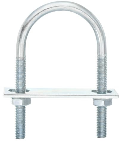 sourcing map Runde U-Bolzen Bolzenanker U-Bügel Verriegelungsbolzen, 8 Stück, 50 mm Innenbreite 100 mm Länge, M8 verzinkter Kohlenstoffstahl, U-Klemmbolzen mit Muttern und Platten, für Bootsanhänger