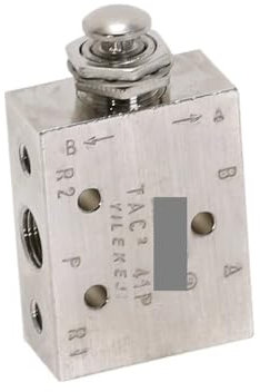 UYCUODLUY TAC2-41P 1/8 Male Thread 2 Position 5 Way Metal Push Button Switch Mechanical Valve Pneumatic Exhaust Valve w Fittings(No Fittings)