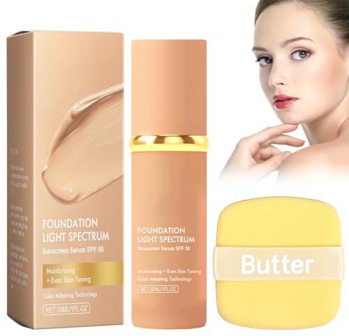 Foundation Für Reife Haut,Foundation Color Changing Für Reife Haut,Farbwechselnde für Mit Puderquaste,Feuchtigkeitsspendende Anhaltender für Alle Hauttypen Geeignet