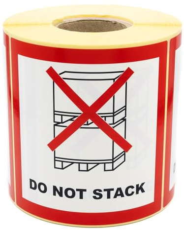 MD Labels Rouleau d'étiquettes d'avertissement 100 x 100 mm 500 pièces Do not stack ! Étiquettes d'emballage pour envois Étiquettes d'expédition - expédition internationale