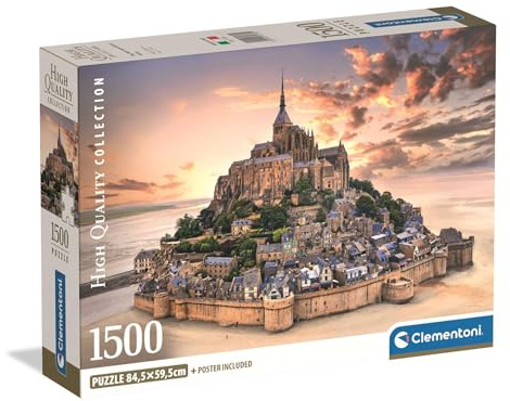 Clementoni - Puzzle Adulto 1500 Piezas Collection The Mont Saint Clementoni - Puzzle Adulto Michel Rising Compact Box, 31730
