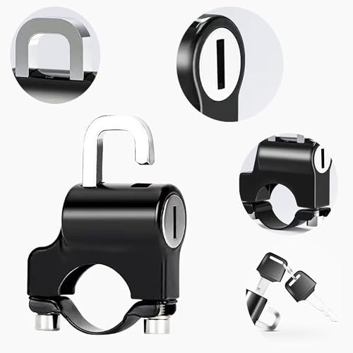 Smaoqingji Lucchetto Casco Moto Antifurto Lock - Nero, 1 Pezzo, con 2 Chiavi, per di Tubo Manubrio 22-28mm, Accessori Gadget Gancio Blocca Bloccadisco, Facile da Installare e Robusto