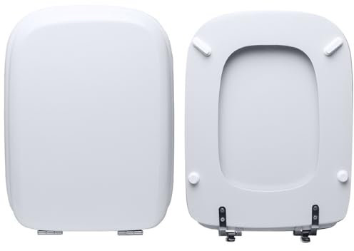 Copriwater Ideal Standard Conca Come Originale Tavoletta Wc In Legno Rivestito Di Resina Poliestere Con Cerniere INCLINATE Asse Wc MADE IN ITALY (BIANCO CLASSICO)