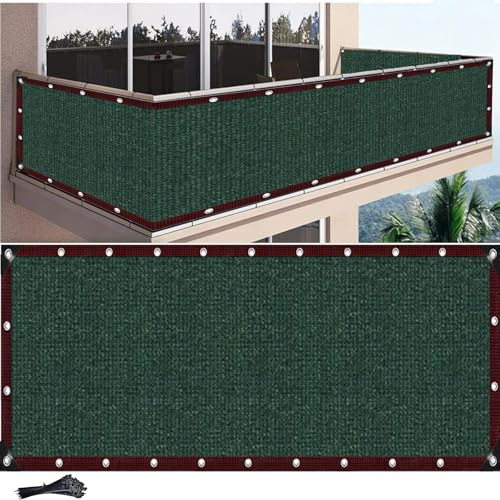 MAJINGC Privacidad de Balcón y Pantallas 1.5X3M ，Tela de privacidad Protección UV,Impermeable,Resistente al Viento,Malla de Ocultación para Jardín Exterior,con Ataduras de Cables Verde