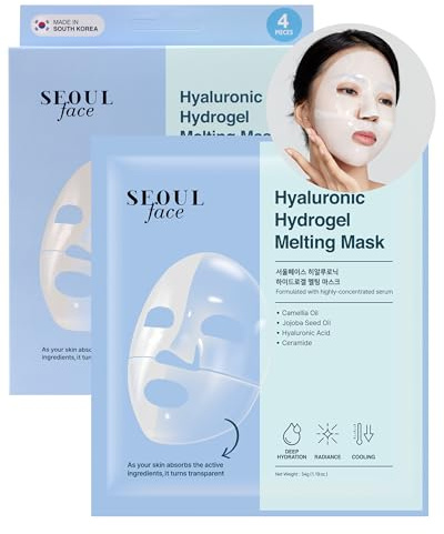 DERMAL Maschera in Gelatina Fusa con Idrogel di Acido Ialuronico 4 pezzi – Maschera Notturna Coreana per il Viso con Ceramide – Idratazione Profonda, Minimizzazione dei Pori – Skincare Coreana