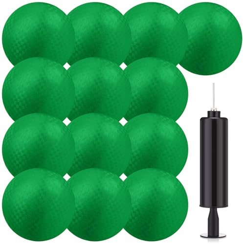 Yunsailing 12 Dodgeballs Bulk Operation Christmas 6 Inch Playground Balls, Rubber Bouncy Inflatable Kickball with Pump for Sports Outdoor Handball Games Christian Donation Gifts(Dark Green)