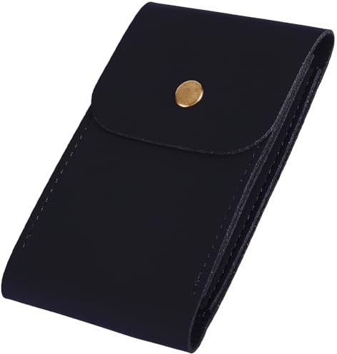 CALFOVERA Étui à Cartes à Jouer en Cuir PU Noir Pochette Multifonctionnelle Compatible avec Bouton Pression pour Poker Bridge Jeux de Société Accessoire de Voyage