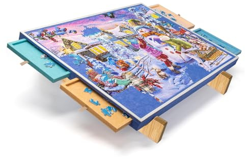 Porta Puzzle 1000 Pezzi con 4 Vassoi di Ordinamento - Tavolo per Puzzle in Feltro Leggero e Portatile per Adulti - Supporto Salvaspazio per Puzzle con Superficie Antiscivolo - Puzzle Board