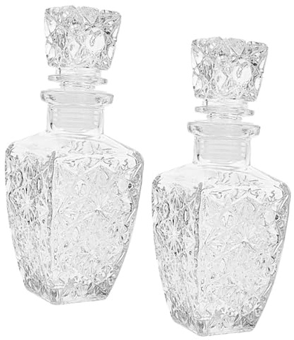 Gatuida 2 pezzi Bottiglie Vino in Vetro Trasparente Spesso da Bottiglie Liquore Resistente e Portatile per Condivisione e Versamento Facile