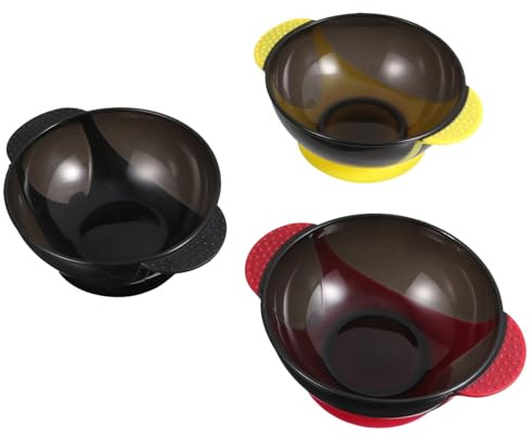 OUNONA 3 piezas Cuencos para Teñir Pelo de Silicona Duraderos y Apilables con Colores y Amarillo para Peluquería y Uso Doméstico