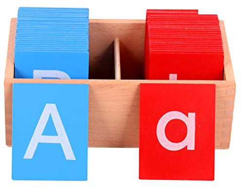 Tyenaza Kids Double Lettered Sandpaper Lettered Board, Red and Blue Case English Sand Lettered Board Kindergarten Teaching Aids, for Early Education