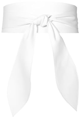 WINXMIN 1 pièce Ceinture Obi Pour Femme Vintage Large en Cuir PU Doux - Enveloppante, ceinture femme cuir,Nouée, Corset Pour Robe Quotidien et Fête(Blanc)
