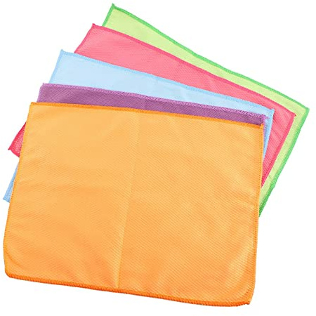 UDSKNV[KSL MVOSJFIE 5Pieces Fish Scale Rags Super Absorbents Microfiber Polishing Cleaning Cloths Reusable Glass Wiping Rags 30X40cm
