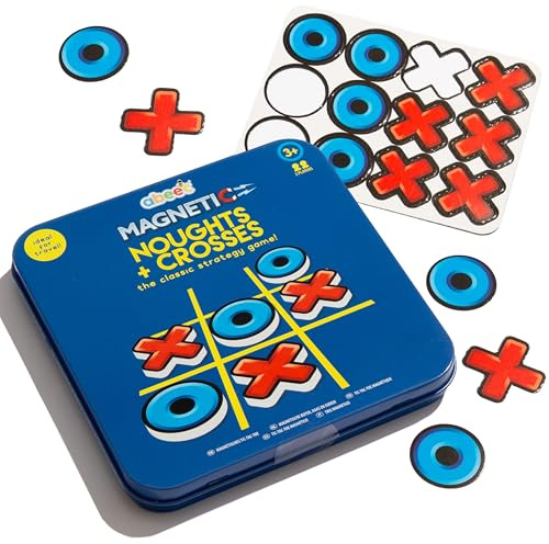 abeec Magnetic Noughts & Crosses Travel Game | Compact Tic Tac Toe Board with Magnetic Pieces | Portable Kids Game for Car Journeys and Holidays | Family Travel Games | Ages 3+